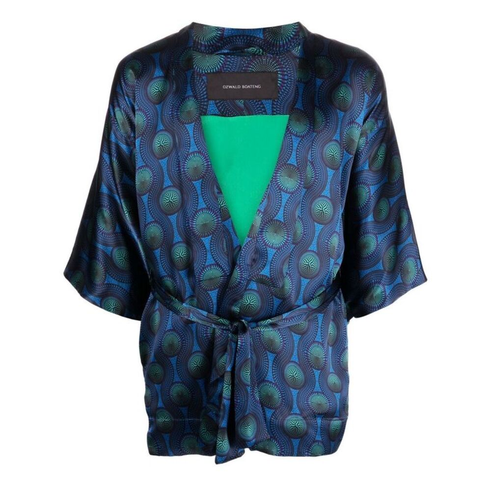 Ozwald Boateng Men's Printed Silk Short Kimono